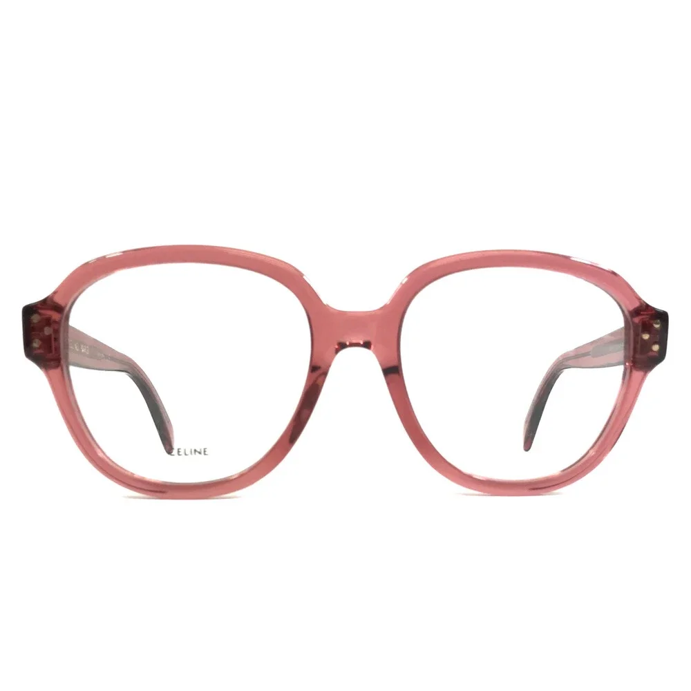 Celine Eyeglasses Frames CL501071 074 Pink Transparent Overized Round 54-18-140